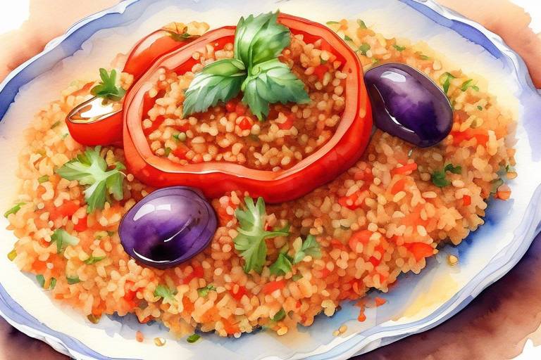 Meze Tarifleri: Domatesli Biberli Kıymalı Patlıcanlı Bulgur Pilavı